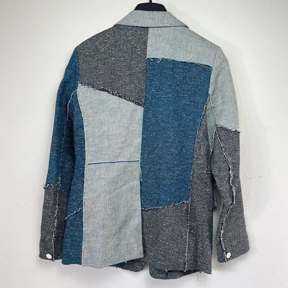 Rag & Bone Patchwork Blazer Womens 8 Multicolor Tweed Lined Tailored Notch Lapel - Picture 7 of 10